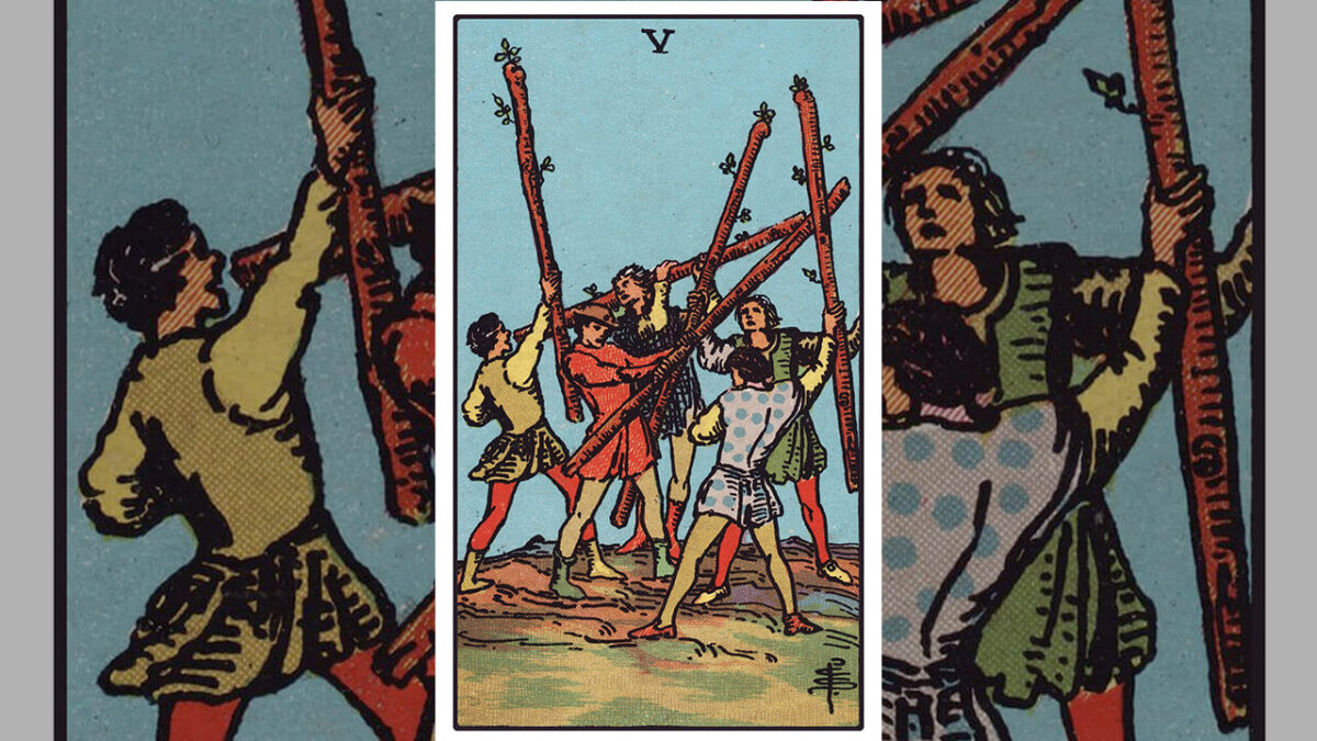 Five of Wands Tarot Card Meaning: Upright, Reversed, Love & Career