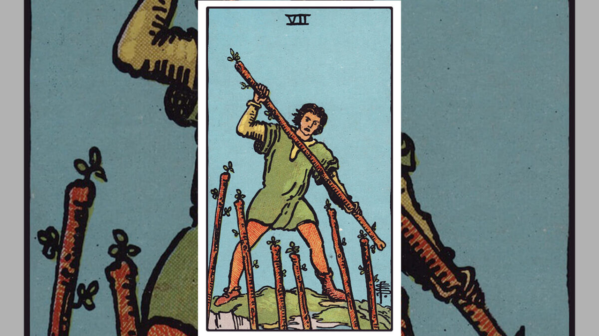 Seven of Wands Tarot Card Meaning: Upright, Reversed, Love & Career
