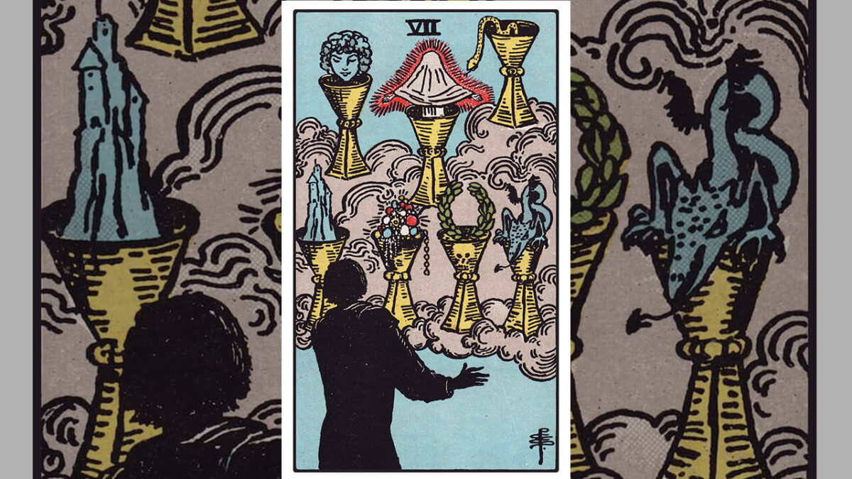 Seven of Cups Tarot Card Meaning: Upright, Reversed, Love & Career