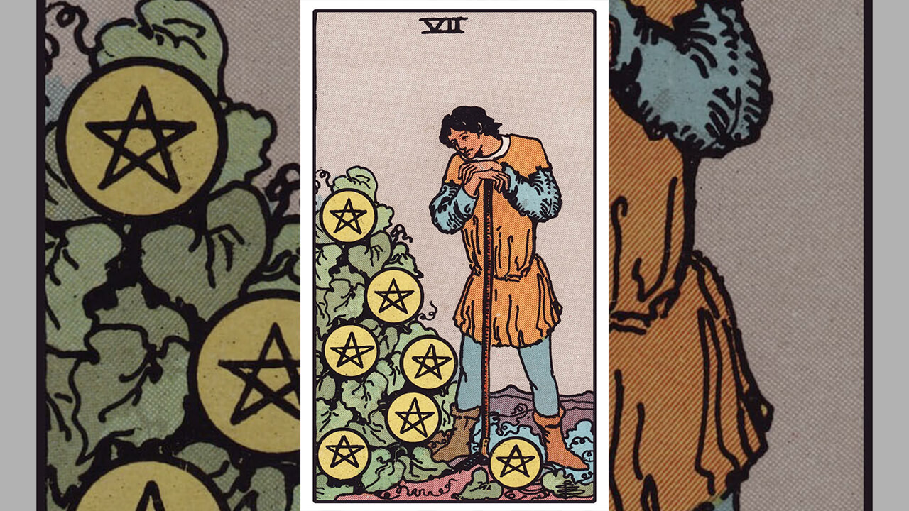 Seven of Pentacles Tarot Card Meaning: Upright, Reversed, Love & Career